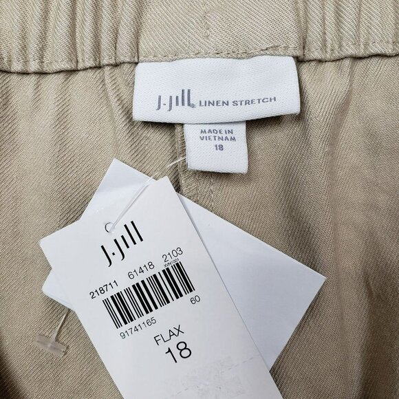 J Jill Linen Stretch Pants Womens 18 Beige High Rise Pockets - Picture 4 of 11